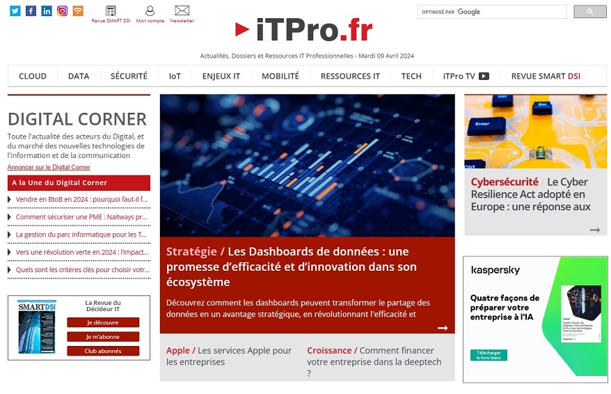 Digital Corner sur iTPro.fr - SEO - SEM - Backlinks - IT Experts et Décideurs IT - 2024